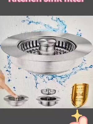 3-in-1  kitchen sink drain strainer #Stainless steel sink plug #Deodorizing and anti-blocking blue filter #TikTokShop 