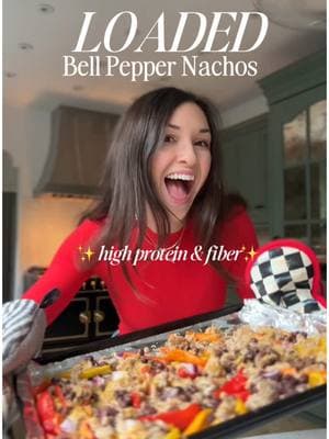 the dish your friends will be grateful you made!! 🤤 trust me, people at the Super Bowl party staring at a table of a million dips and chips will THANK YOU for this protein and fiber 🌮 RECIPE:  2 lb ground turkey (I usually do 98/2 but find 93/7 is tastier) 2 lbs mini bell peppers 1 can unsalted black beans 1/4 red onion cheddar cheese (or cheese of choice) optional: greek yogurt or sour cream cilantro lime (1 per sheet pan) sauté 2 lb ground turkey in salt, pepper, garlic, and chili pepper (you could also use taco seasoning but I didn’t have any)  halve 2 lb of bell peppers, spread on a sheet pan and add olive oil, salt and pepper bake at 350 for 15 minutes. add the toppings: turkey, black beans, 1/4 diced red onion and freshly grated sharp cheddar cheese (really any cheese will work) bake for another 10-15 minutes or until cheese is melted. top with greek yogurt or sour cream, cilantro, and lime juice scoop & enjoy! 😋 who are we rooting for this year?? I love an underdog.. but also how can I not support Mr. Swift?! #awholelottahealth #SuperBowl #healthyrecipes #healthysnacks 