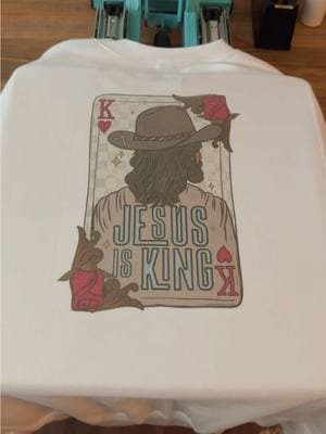 Jesus is KING ✨🫶🏻🤩 - - - #shirtmaker #westernboutique #faithbasedapparel #faithbasedbusiness #Jesusisking #Jesuslovesyou #christianboutique #christianshirts #westernshirt 