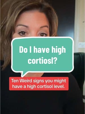 Ten signs of cortisol.  #menopause #perimenopause #menopausesymptoms #perimenopausesymptoms #womenhealth #menopauseeducator #menopauseeducation #genxwomen #genxwoman #menopausesupport #menopausejourney #cortisol #over40mom #over50woman #over50woman #over40woman #menopausalmom #menopausal #menopausalwomenoftiktok #menopausalwoman #HRT #BHRT #happyhormones #menopausebelly #EFT 