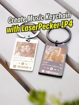 Love this scannable music keychain made with #laserpecker4 #laserpecker #valentinesdaygift #diyproject #craftingeek #personalizedgift #laserengraving #customizedkeychain 