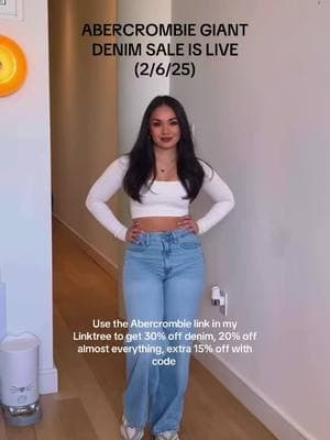 the link is in my Linktree to shop these deals!!! 💞 I’m so mad I just bought jeans 2 days ago lol. I also linked these exact styles in my LTK! #abercrombiesale @abercrombie #petitejeans 