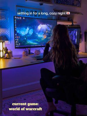 it’s this & watching severance later… 😋 #cozygaming #worldofwarcraft #weeknights #aestheticpcsetup #evenings #fantasy #desksetup #hobbies #girlgamers #girlswhogame 