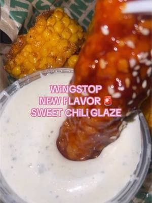 😋  #WingStop new flava alert 🚨  #SweetChiliGlaze 🔥  My order:  4 tenders, well done, extra crispy  Sweet Chili Glaze with ranch  Order of corn, well done, fry seasoning  10/10 🤤 Definitely go try this new heat out ! @Wingstop  #Foodie #foodblogger  #ABiteWithJudi #fypシ #creatorsearchinsights   🤌🏽