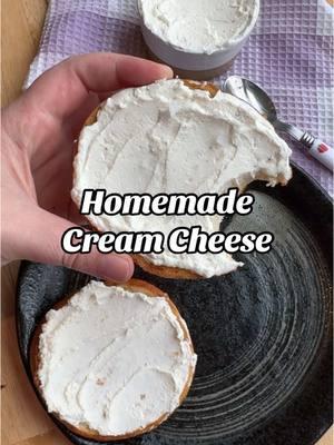 Homemade cream cheese to go with my sourdough bagels - big time flex! #creamcheese #madefromscratch #bagelandcreamcheese 