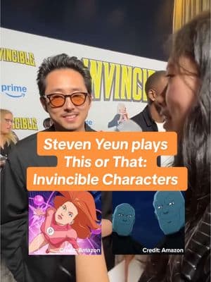 Catch Steven Yeun in Invincible Season 3 out now on Prime Video!  🎤: @maryan.nan  🎥: @IG: kimsterrrs 💌  #thisorthat #invincible #stevenyeun #primevideo #redcarpetinterview @Prime Video @INVINCIBLE 