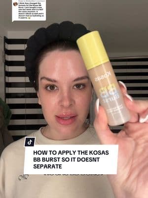 Replying to @ShelbyAllyn how to apply the @Kosas BB Burst so it doesn’t separate 💖💖  #acneproneskin #acnesafe #acnesafemakeup #acnesafeproduct #kosas #kosasbbburst #makeup #bbbursttintedgelcream 