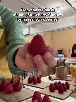 Making strawberry candles using real strawberries from Harry’s Berries! 🍓  @therealharrysberries  #fyp #fypシ #foryoupage #strawberrybirthdaycandles #strawberrycandles 