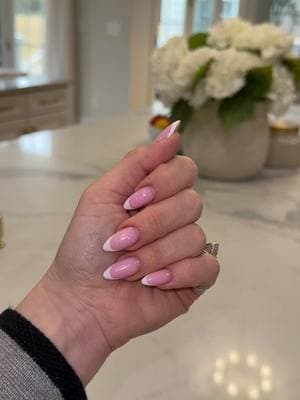 Fresh Russian manicure with bubble gum pink French 💅 I go to Karina at Salon Beauty Room in Warminster, PA #russianmanicure #manicure #russianmani #drymanicure #nails #nailtok #classynails #frenchnails 