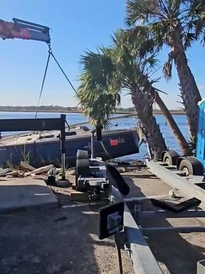 Here is Captain Ben and Calvin with the recovery of a sailboat with the boom truck! They were able to carefully lift the vessel into the air and onto the trailer for transport. Big or small, we to it all. #boating #boats #boat #florida #floridaboating #towboat #salvage #sailboat #sailboats #sailboatliving #floridaboats #boatowners