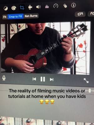 The reality of filming music videos or tutorials at home when you have kids😂😂😂 #ukulele #krisfuchigami