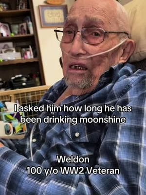 I was curious how long #Weldon had been drinking moonshine! He told me the story of how he used to get it on his own. But I know he drank it when he was younger - DURING PROHIBITION - because he has told me stories about how his grandpa (who was a sheriff) would confiscate bootlegged shine and bring it home instead of dumping it out 😂 #ww2 #veteran #northtexas #veterans #grandpa #grandparentsoftiktok #fyp #fypシ #texas #usa #grandparents #war #warstories #usarmy #army #military #greatestgeneration  #grandad #grandpasoftiktok #grandparent #grandparentsbelike #ww #usarmyww2 #history #worldwar #caregiver #caregiving #caregivinglife #caregiversoftiktok #caregivers #moonshine #moonshiners #shinetok #moonshiner #shiner #moonshinersoftiktok #america #american 