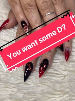 Everyone loves some D in the morning!! #StilettoNails #RedNails #BlackNails #RedAndBlackNails #ValentineNails  #fyppppppppppppppppppppppp #fypシ #fyp #algorithm #TeachingNailArt #EasyNailArt 