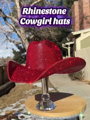 Rhinestone cowboy hats 🤩✨#rhinestonecowboyhat #hat #rodeohats #clearcowgirlhat #redcowgirlhat #pinkcowgirlhat #whitecowgirlhat 