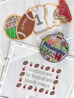 In need of some football-stitching for Super Bowl Sunday? We got you covered! . . . #needlepoint #hobby #needlepointdotcom #fyp #DIY 