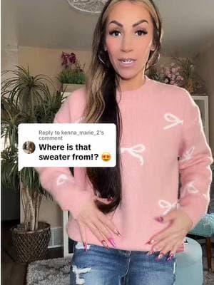 Replying to @kenna_marie_2 this pink bow print sweater is darling. It’s really great quality. Nice and warm, thick and cozy. I love mine. #bowprintsweater #bowprint#sweater #lovelanguage ##tiktokshopcreatorpicks#TTSlevelup #tiktokshoploveatfirstfind bow print sweater, sweater, pink bow sweater, sweaters for women