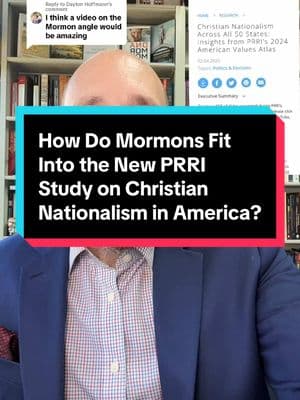 Replying to @Dayton Hoffmann thoughts on how #Mormonism fits into the new PRRI study on US #ChristianNationalism. #mormon #exmormon #lds #mormonhistory #religioushistory #americanreligion #cult 