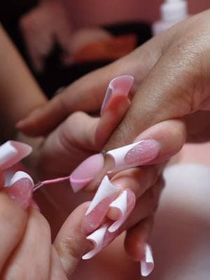 Valentine’s Day Nails >> 💕✨ Been loving short n sweet french in different fonts lately. 🫶🏾 @NailsBy Kaylie 🦋🤍 did amazing, as always! 💕  #valentinesdaynailideas #vdaynailinspo #nailinspo #valentinesnails #cltnailtech #februarynails #pinknails 