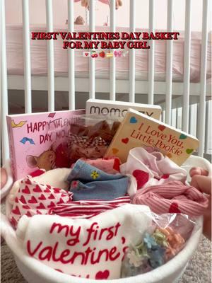 This was so fun to build for her FIRST VDAY! Cant wait to shower her with all my love my little valentine 💌🫶🏼🍒😍 #babyvalentine #valentinesbasket #myvalentine #5monthsold 