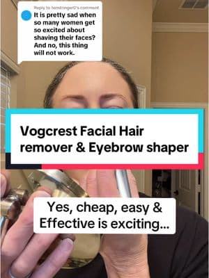 Replying to @teristringer0 Not sad. It’s just a fact of life and I’ve found a great solution. #vogcrest #pcos #hormonalhairgrowth #facialhairremoval #eyebrowshaping #chinwax #lipwax #womensshaver 