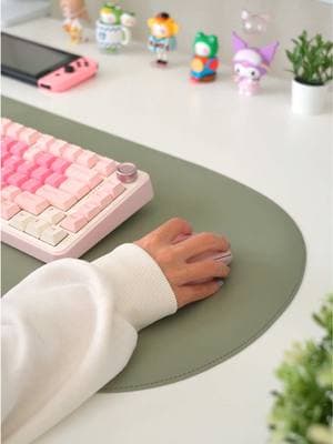 february desk refresh ft @Poi & Hun | Stationery Shop arch desk mat in matcha latte ☺️🍵🌱  this beautiful desk mat is made with high quality vegan leather and come in many different colors 😍 if you’re interested in getting one, use code SASHA10 for 10% off 🌱  #desksetup #deskdecor #pcsetup #GamingSetup #whitesetup 