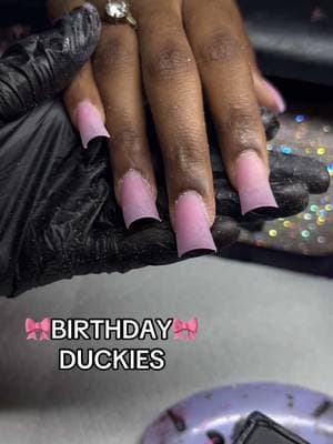 BDAY DUCKIES🎀🖤  - #shreveportnailtech #fyp #nailtech #nailtechlife #shorties #ducknails #duckies 