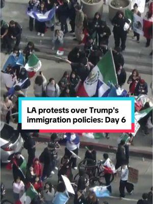 People protesting President Donald Trump’s mass deportations marched through the downtown area Friday, the Los Angeles Police Department said. The marchers are believed to be primarily high school students. #immigrationprotest #protest #laprotest #trumpprotest #iceprotest #immigration #la #ice 