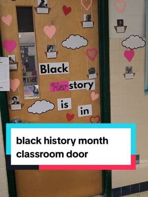 My black history month door with a pinch of Valentine's Day and an ode to women's history month coming up. #teacher #blackteachersonTikTok #TheTeacherWithTheFro #VirginiaTeacher #kindergartenTeacher #BlackHistoryMonth #WomensHistoryMonth #BlackHerstory #Herstory #ValentinesDay #ClassroomDoor