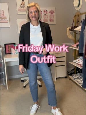 Friday work outfit! #businesscasualoutfits #blazeroutfits #jeansforwork #sneakersoutfitideas @Veja 