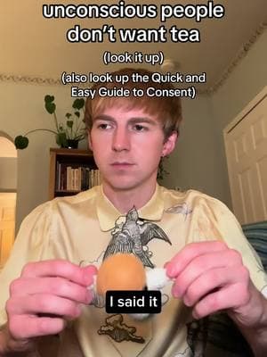 whenever I post about consent, people inevitably make it clear to me that they have no idea what consent means. to those people, I recommend the video Tea and Consent as a place to start learning more about consent beyond certain harmful myths you may have been taught. again, it’s only a place to start—for a more in-depth but very accessible resource, I recommend Isabella Rotman’s Quick and Easy Guide to Consent #consent #sparkbird #sparkbirdnovember #traumatok 