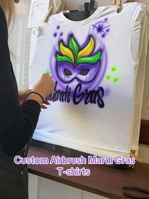 Custom Airbrush Mardi Gras T-shirt #mardigras #neworleansmardigras #galvestonmardigras #mardigrasoutfit #airbrushtshirt #fup 