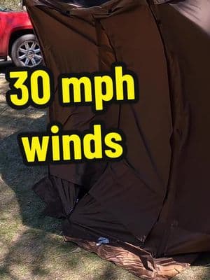 We get asked often about Quick-Sets in the wind. This is the “Escape Sky” in 30mph winds of North Dakota. Staked down the front door (facing into the wind), set it up carefully, placed on the side wind panels next, and then staked down the sides. Every Quick-Set includes tie down ropes and stakes to secure them to the ground. Disclaimer: we do NOT recommended using our screen shelters in strong winds. #northdakota #campingtrip #fishingtrip #quicksetclam #clamoutdoors #campingtent #campinggear #fyp #4you 