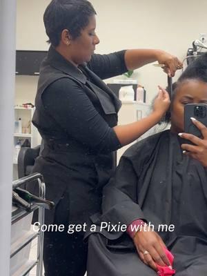 The quick weave ran its course! I enjoyed it so much, I booked an appointment with @__royalsignature & said “ cut it” 😍😍😍!!!!    I didn’t know this was the freedom I’ve been waiting for. All things new!    I’m officially a #pixiecut girlie!!!! Oh and my man approves so I’m good good. 🥰🥰 Yall check out @__royalsignature ! She’s amazing! #pixiecut #fyp #foryoupage #blackgirlpixie 