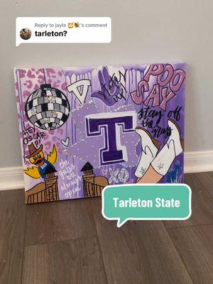 Replying to @jayla 🍯💐 who’s next!? #customcanvas #collegecanvas #tarletonstateuniversity #tarleton #preppyaesthetic #preppydorm #dormdecor 