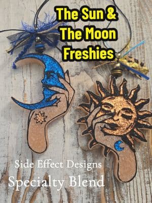 Obsessed 😍 #sunandmoon #thesunandthemoon #carfreshie #scented #scentedcarfreshie #scentedairfreshener #airfresheners #thebestfreshies #bestcarfreshener #moonfreshie #sundresses #Sun #Moon #freshiemaker #available #availablefreshies #ValentinesDay #valentinegiftideas #sideeffectdesigns #dontquityourdaydream 