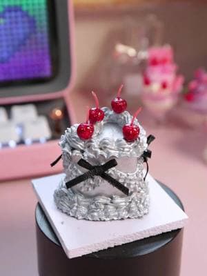 A simple cake turned into a futuristic beauty with silver color and topped with mini cherries! 🎂🔮 Get yours now!#dessert #diycake #birthdaydiy #clay #DIY #handmade #claycraft #cake #cakes 