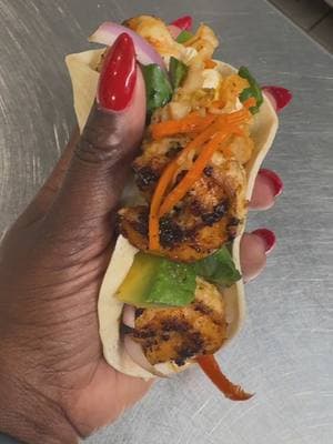 Haitian food is the best food on earth…and now you can bring Haiti flavors to any meal with @fleurdepis_ because ALL the yummies garlic, scallions, onions, peppers, etc…it’s all in THERE! And here’s how we brought Haïti vibes to these yummy tacos!   Would you try this?  #haitianfusion #tastyeats #shrimptacos #tasty #haitianfood #haitianamerican #yummyeats #haitiangirl #brooklyneats #shrimptacos #watercress #pikliz #nomsg #haitiantiktok #haitian