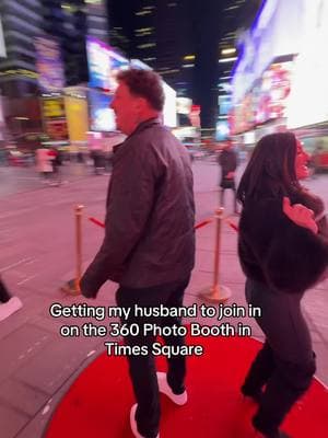 360 Photo Booth in Times Square  The things I get him to do 🤣 Watching this back today is pure comedy, all I can hear him say is “let’s go”  #timesquare #nyc #360photobooth #fyp #traveltiktok 