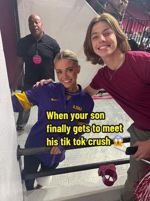 He’s been dying to meet @Olivia Dunne and tonight I made it happen for him as we managed to get the last pic she took at the Bama Vs. LSU meet tonight before she left! To the last second😅 💖 thank you Livvy for being so sweet and making his night!!!!  I’ll never forget this moment and he won’t sleep 😂 #alabama #alabamagymnastics #lsu #lsugymnastics #celebritycrush #tiktokcrush