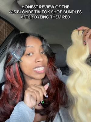 the blonde took color VERY well and is still in good condition after dyeing it! #redhair #ashinehair #ashinebundles #613bundles #blondebundles 