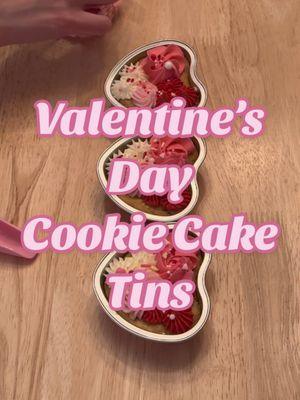 Cookie cake tins are perfect for Valentine’s Day.  All of my tins are from Amazon (linked in my bio!)  #CapCut #cookiecakedecorating #cookiecakes #americanbuttercream #jillofalltreats #microbakery #decoratewithme #chocolatechipcookie #chocolatechipcookiecake 