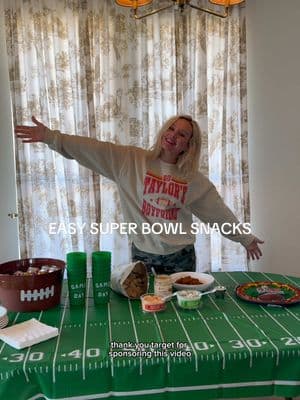 I love being a #TargetCreator 🎯 Their premade dips and desserts are the trifecta of east, affordable, and delish! I picked some up for our Super Bowl Sunday along with their super cute “game day” themed serving items. #target #targetfood @target #superbowlsunday #easysnackideas #gamedayfood 