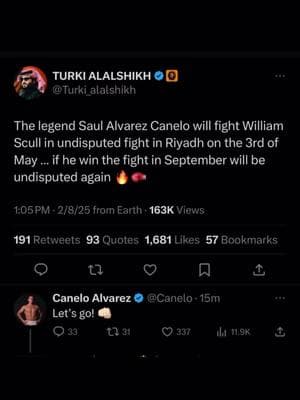 Canelo will be facing undefeated IBF Champion William Scull on May 3rd in Saudi Arabia. #canelo #caneloteam #teamcanelo #williamscull #boxing #mexicovscuba #cubanboxing #boxeo #turkialalshikh #saudiarabia #mexico #cuba 