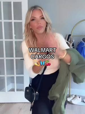 Sorry, didn’t mean to yell, just was really excited about the pants 😩🤣 Walmart sizing has been weird af lately so size down in these if you can find them! 🫶🏼🖤 I also put the 🔗 in my LTK! #walmart #walmartcargos #walmartpants #walmartwithme #OOTD #momstyle 