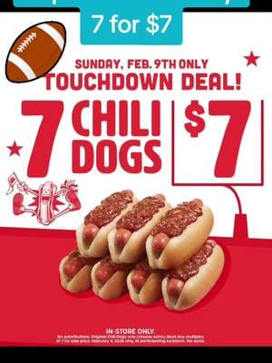 #greenscreen Super Bowl Sunday 7 Chili Dogs for $7 ##freefoodhack #savemoney #couponaddict #couponcommunity #bayareadeals @Wienerschnitzel @Wienerschnitzel Ventura @wienerschnitzelusa @Wienerschnitzel Canoga Park @Wienerschnitzel Chile 