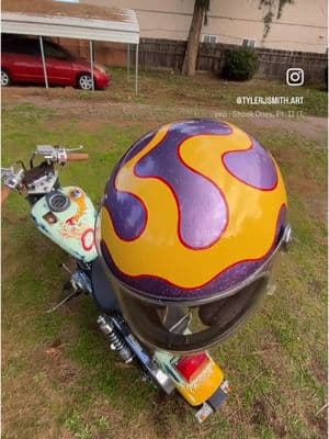 CUSTOM PAINTED HELMET🍇🔥 This was my first time using proper automotive paint and equiptment. Its just the beginning… #kandypaint #custompaint #choppers 