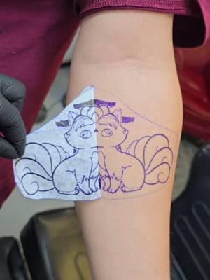 A pull from my " Cool Kids Machine" almost like my 151 pulls but these are the more popular critters and bigger too! #pokemontattoo #getwhatyougettattoo #vulpix #denver #vexedvixenink 