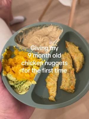 Pretty good for his first time with them #babyledweaning #babyrecipes #babyledweaningideas #babyledfeeding #babynuggets #veggienuggets #homemadenuggets #babyledweaningrecipe 