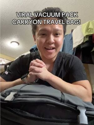 trying the viral vacuum pack carryon travel bag!! 🥳🎒 #travelinspira @Travel Inspira US #vacuumbag #trave #traveltiktok #carryonbag 