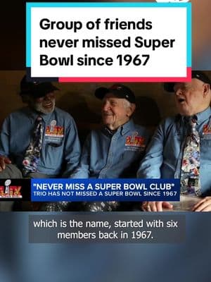 For these three senior sports fans, the Super Bowl isn't just a game, it's a decades-long tradition. The "Never Miss A Super Bowl Club" started with six members back in 1967. Donald Crisman, Tom Henschel, and Gregory Eaton, all in their 80s, are the remaining members of the group. And they haven't missed a single Super Bowl game. #fyp #foryoupage #SuperBowl #fans #sports #seniors #football #friendship #abc7news 